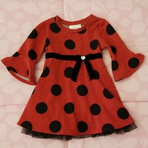 Youngland Toddler Girl Red & Black Flaired Dress